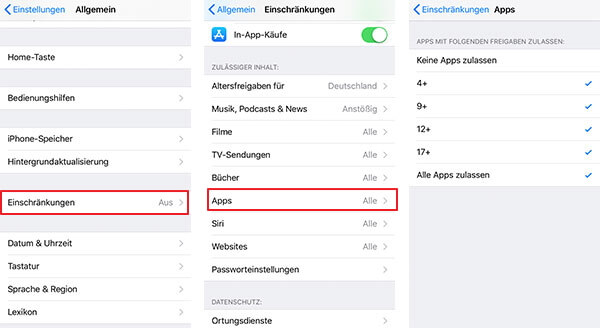 Heruntergeladene Apps sperren iPhone