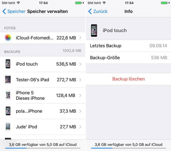 iCloud Backup löschen