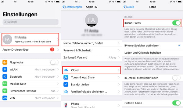 iCloud-Fotos auf iPhone aktivieren