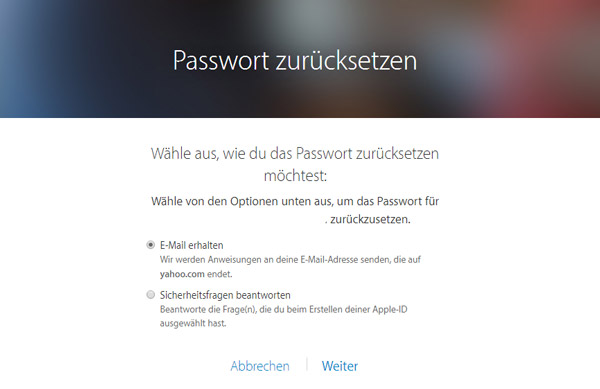 iCloud Mail Passwort zurücksetzen