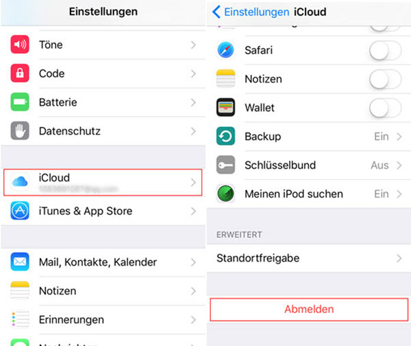 iCloud unter iOS 9 deaktivieren