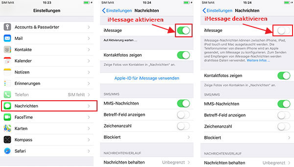 iMessage aktivieren/iPhone deaktivieren 