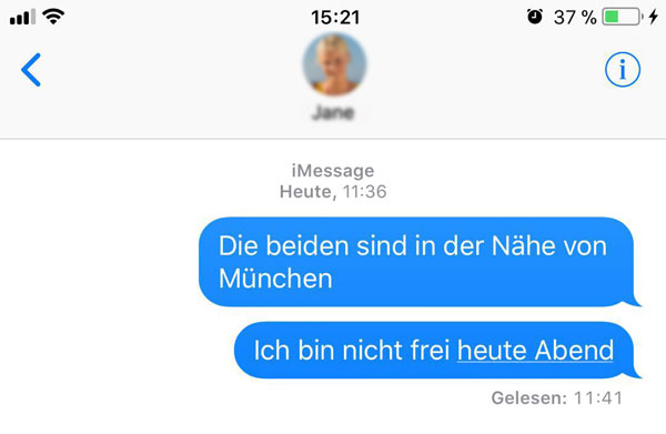 iMessage in blauer Sprechblase