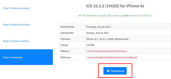 iOS 10.3.3 Firmware downloaden