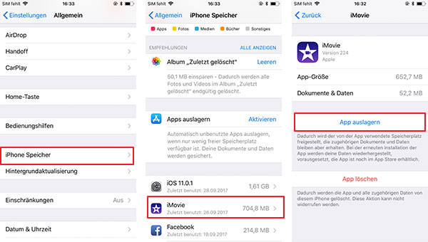 iOS 11 Apps auslagern