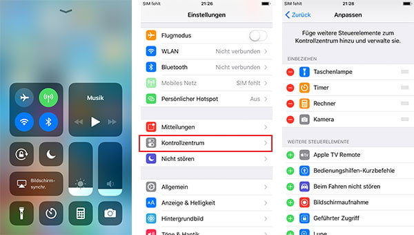 iOS 11 Kontrollzentrum selbst definieren