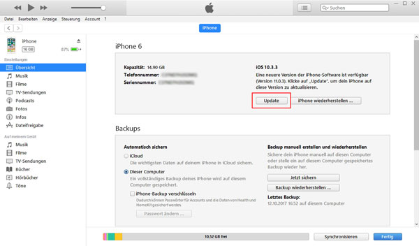 iOS 11 über iTunes installieren