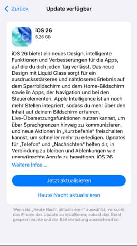 Die neueste iOS-Version installieren