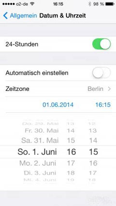 iPhone-Datum zurückstellen