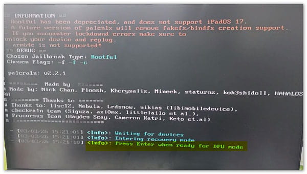 Mit Palera1n in den DFU-Modus wechseln