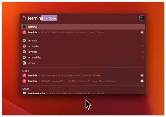 Terminal auf Mac öffnen