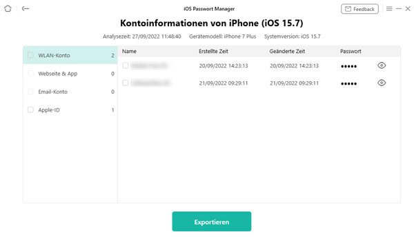 iOS Passwort verwalten