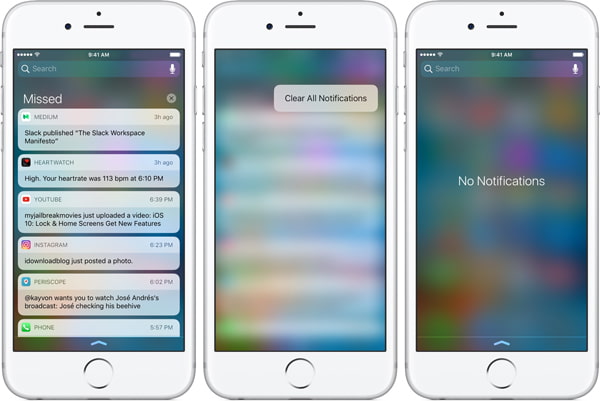 iOS 10 Mitteilungszentrum