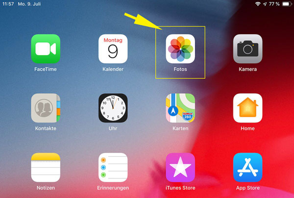 iPad Fotos-App öffnen