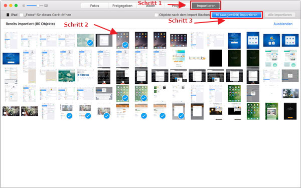 Fotos vom iPad auf Mac importieren mit der Fotos-App