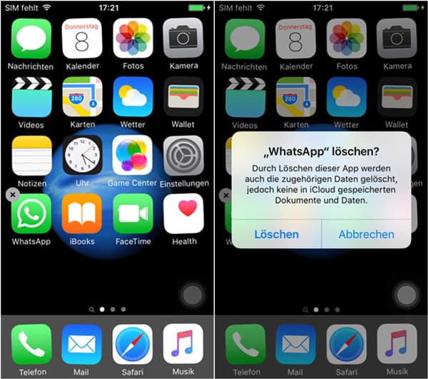 iPhone Apps vom Bildschirm direkt löschen