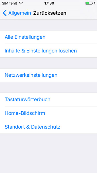 iPhone auf Werkseinstellungen zurücksetzen