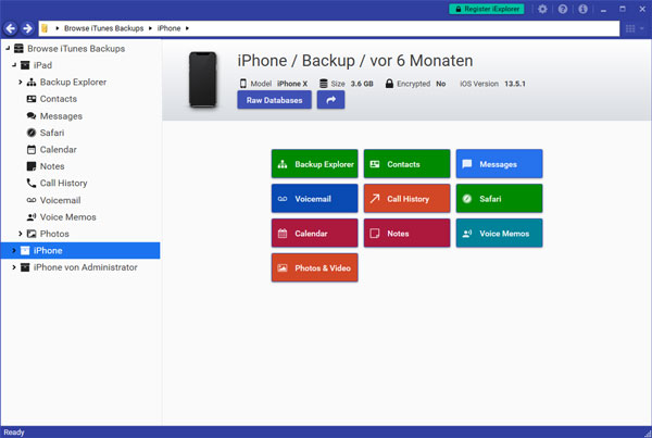 iPhone-Backup in iExplorer ansehen