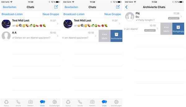iPhone einzelnen WhatsApp Chat archivieren