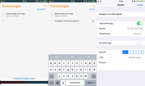 iPhone Erinnerungen erstellen