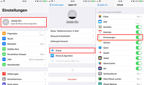 iPhone Erinnerungen synchronisieren