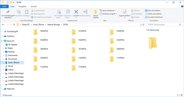 iPhone in Windows Explorer öffnen