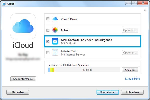 iPhone Kontakte auf Outlook übertragen über iCloud