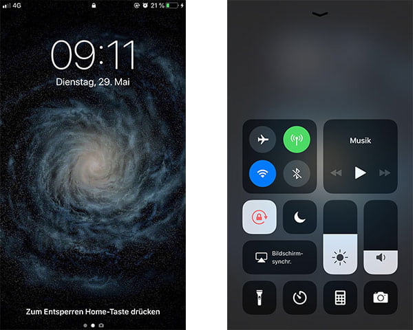 iPhone Kontrollzentrum im Sperrbildschirm aufrufen