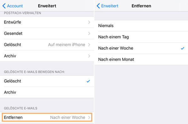 iPhone-Mail-Papierkorb leeren