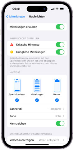 iPhone Nachrichteneinstellungen überprüfen