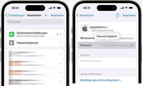 iPhone Passwörter anzeigen