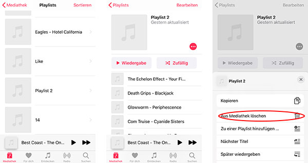 iPhone Playlist in der Musik-App löschen
