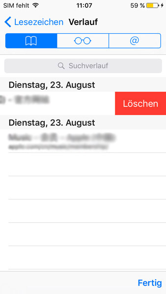 iPhone Safari Verlauf löschen