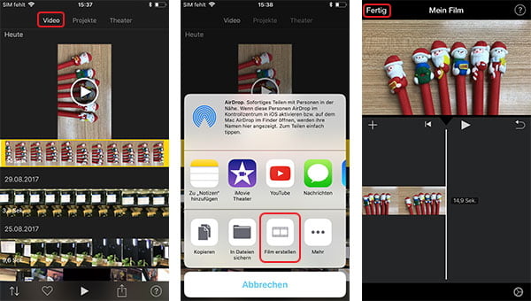 Mit iMovie iPhone Video drehen