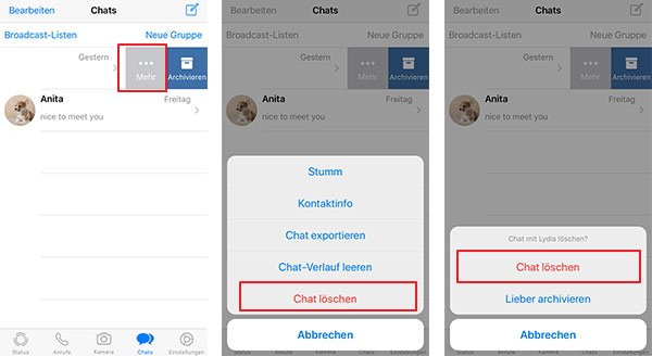 iPhone Einzelner WhatsApp Chat löschen