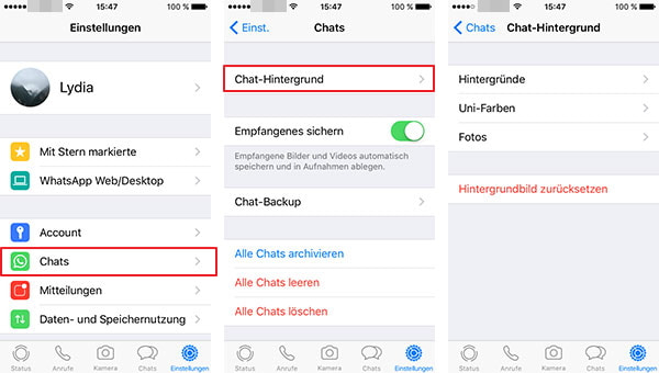 iPhone WhatsApp Hintergrund ändern