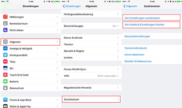 iPhone ohne Update wiederherstellen durch Einstellungen