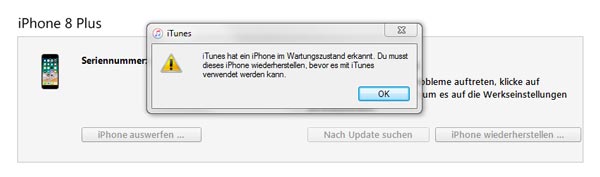 iTunes erkennt iphone im DFU-Modus