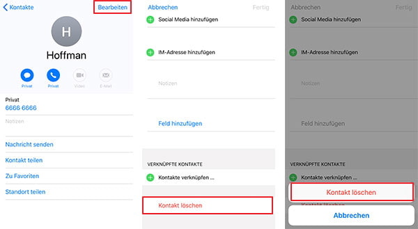 Kontakte iPhone löschen