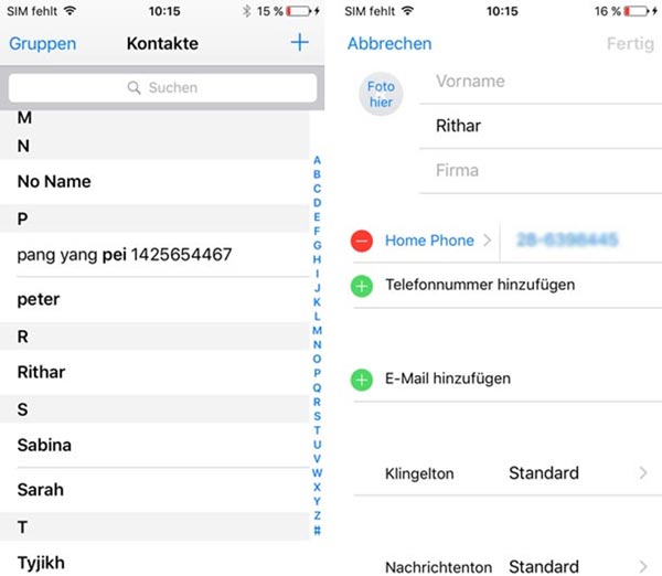 Kontakte auf iPhone verwalten