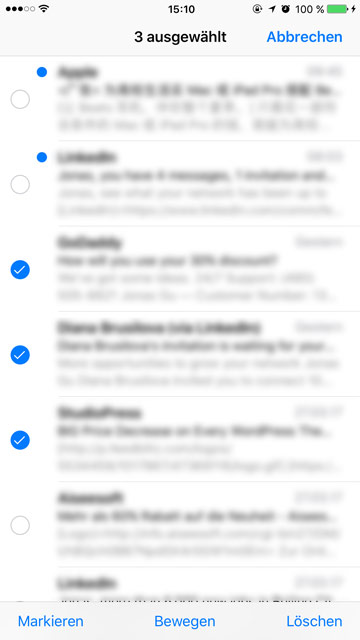 Mehrere iPhone Mails löschen