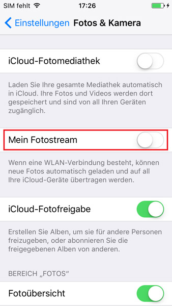 Mein-Fotostream auf iOS-Geräten