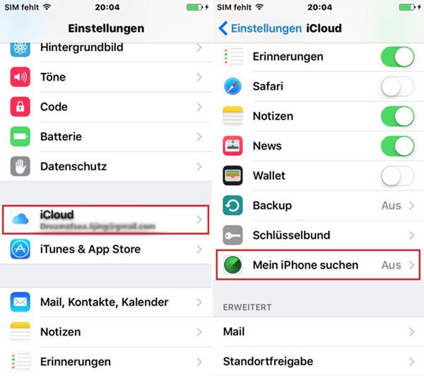 Mein iPhone suchen aktivieren