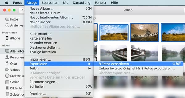 Mit Fotos-App Bilder von iPhone auf Mac exportieren