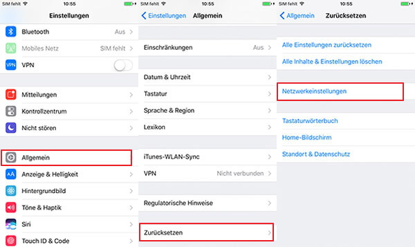 iPhone alle Netzwerkeinstellungen zurücksetzen