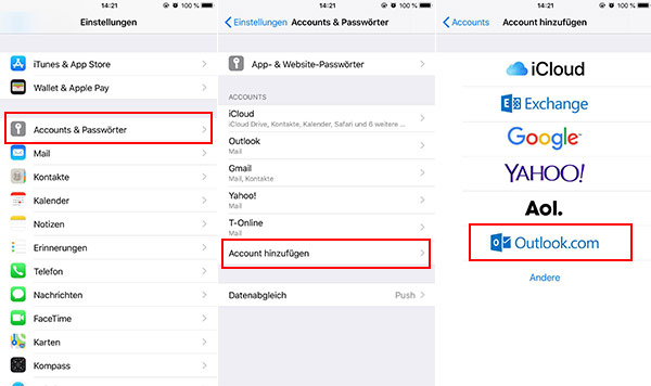 Outlook Konto auf iPhone einrichten