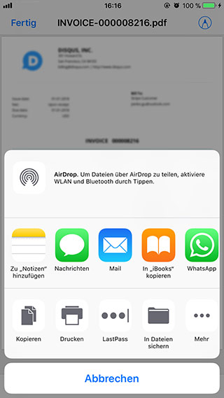 PDF-Anhang auf iPhone speichern