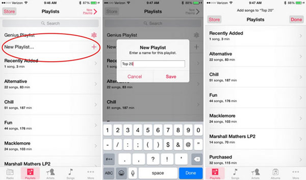 Playlist auf iPhone direkt erstellen