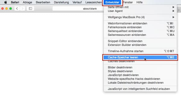 Safari-Cache auf Mac löschen