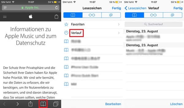 iPhone Safari-Verlauf löschen